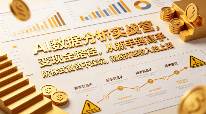 AI数据分析实战营，变现全路径，从新手到高手，阶梯式賺钱不踩坑，彻底打破收入的上限-玩备项目资源网