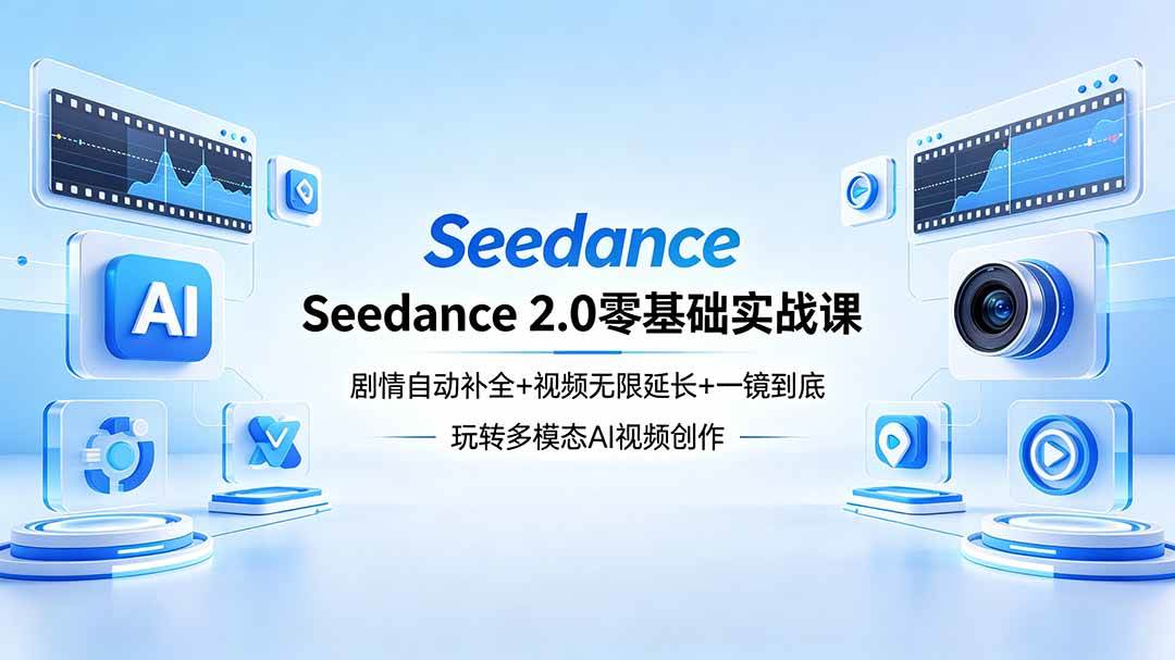 （18312期）Seedance 2.0零基础实战课：剧情自动补全+视频无限延长+一镜到底：玩转多模态AI视频创作-玩备项目资源网
