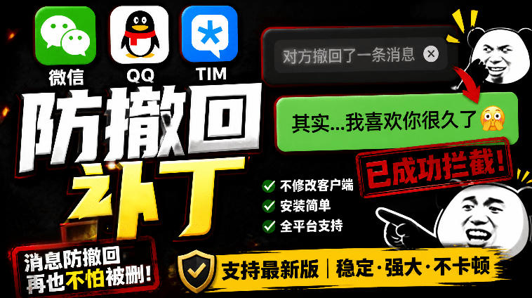 Windows下PC版微信/QQ/TIM的防撤回多开工具！开源免费使用，且免费长期维护RevokeMsgPatcher-玩备项目资源网