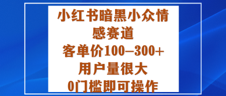 小红书暗黑小众情感赛道，客单价100-300+用户量很大，0门槛即可操作-玩备项目资源网