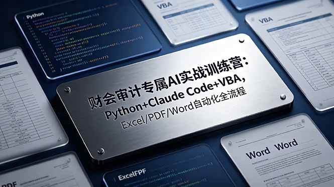 (19028期)财会审计专属 AI实战训练营:Python+Claude Code+VBA,Excel/PDF/Word自动化全流程-玩备项目资源网