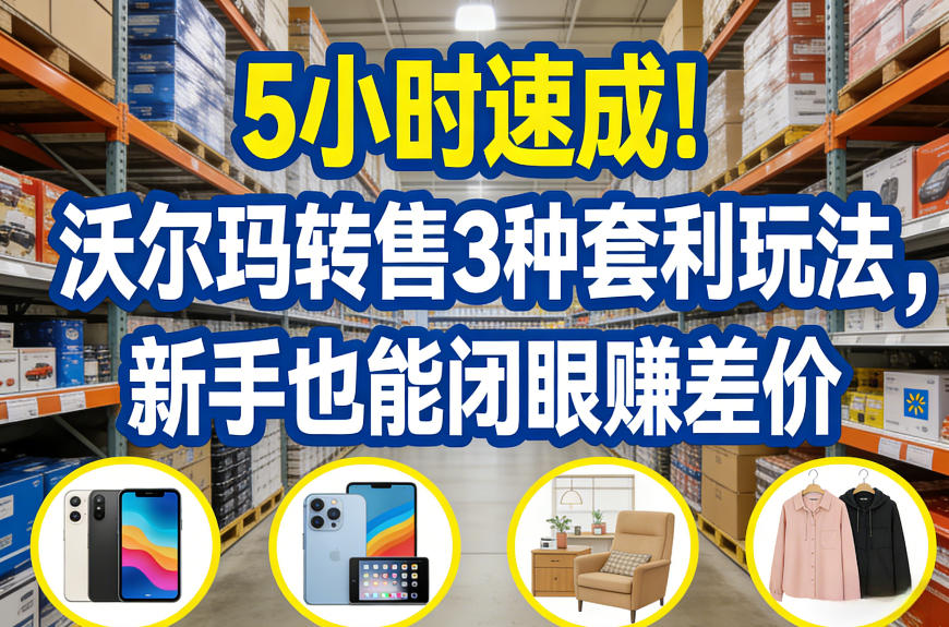 5小时速成！沃尔玛转售3种套利玩法，新手也能闭眼賺差价-玩备项目资源网