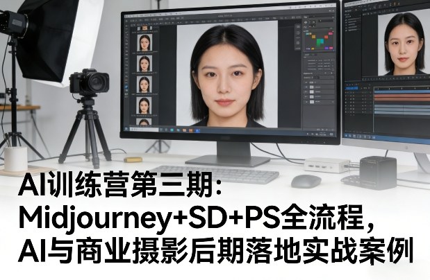 AI训练营第三期：Midjourney+SD+PS全流程，AI与商业摄影后期落地实战案例-玩备项目资源网