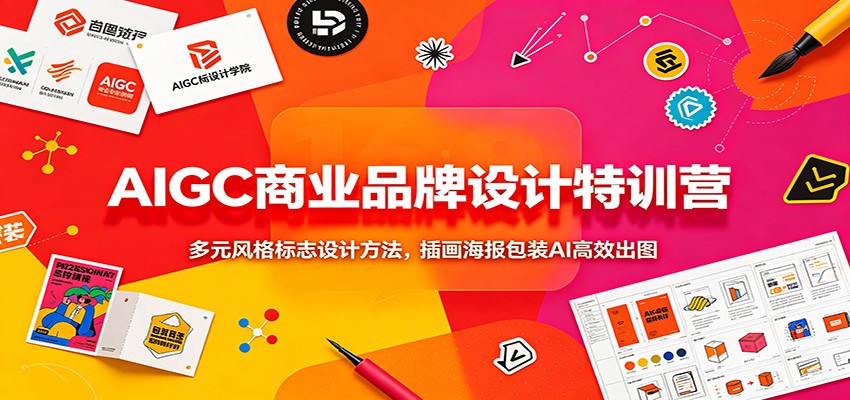 AIGC商业品牌设计特训营：多元风格标志设计方法，插画海报包装AI高效出图-玩备项目资源网