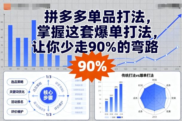 拼多多单品打法，掌握这套爆单打法，让你少走90%的弯路-玩备项目资源网