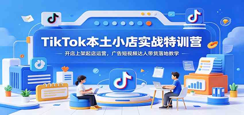 TikTok本土小店实战特训营：开店上架起店运营，广告短视频达人带货落地教学-玩备项目资源网