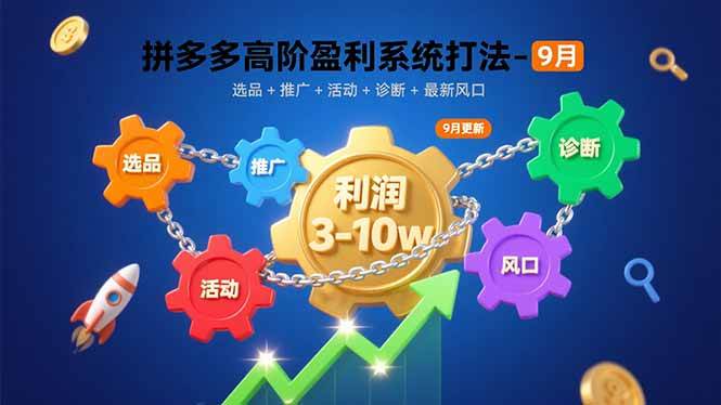 （15916期）拼多多高阶盈利系统打法-9月：选品+推广+活动+诊断+最新风口，月利润3-10w-玩备项目资源网
