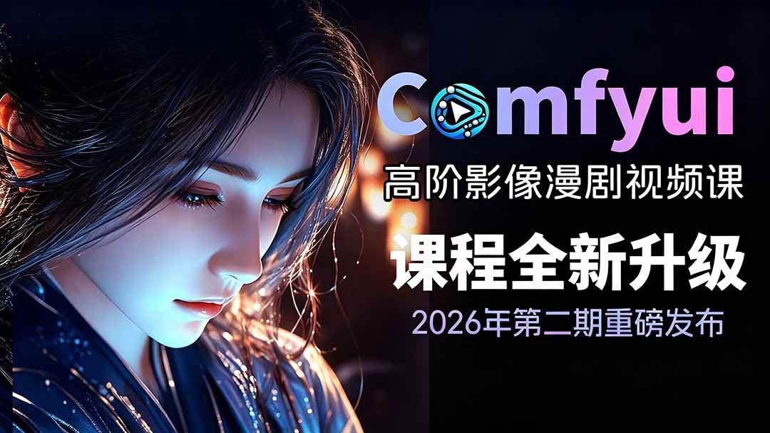 （19222期）2026ComfyUI高阶漫剧视频课2.0，云端本地双端部署，FLUX千问Wan2.2全模型工作流完整教学-玩备项目资源网