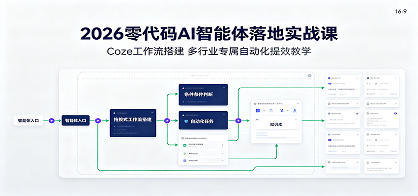 2026零代码AI智能体落地实战课:Coze工作流搭建,多行业专属自动化提效教学-玩备项目资源网