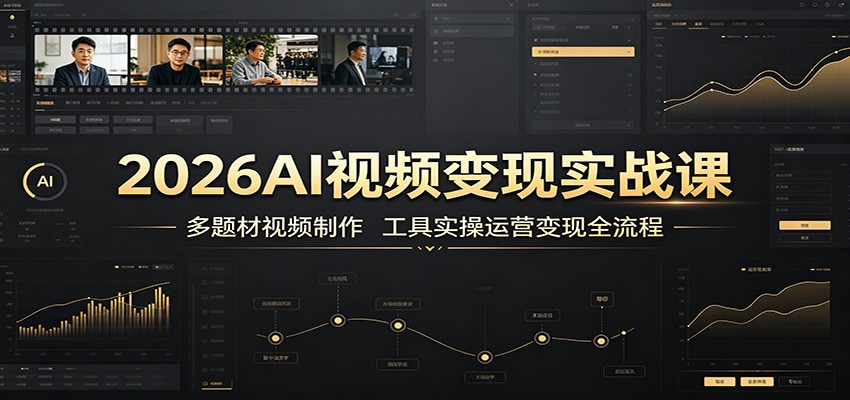 2026AI视频变现实战课：多题材视频制作，工具实操运营变现全流程-玩备项目资源网