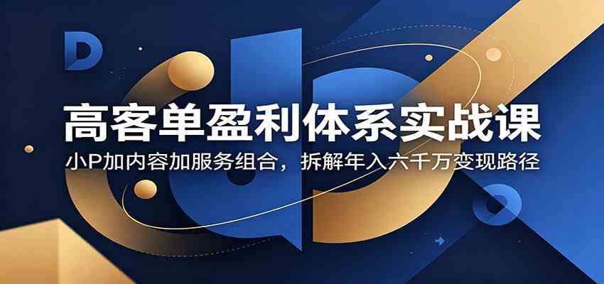 高客单盈利体系实战课：小P加内容加服务组合，拆解年入六千万变现路径-玩备项目资源网
