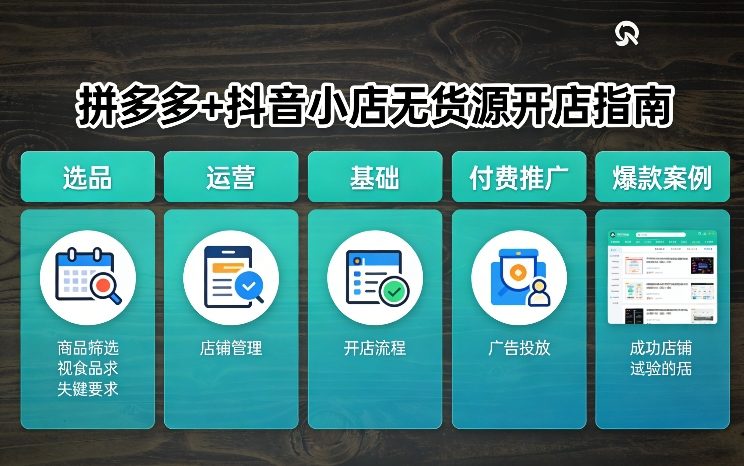 拼多多+抖音小店无货源开店，包括：选品、运营、基础、付费推广、爆款案例等(更新26年2月)-玩备项目资源网