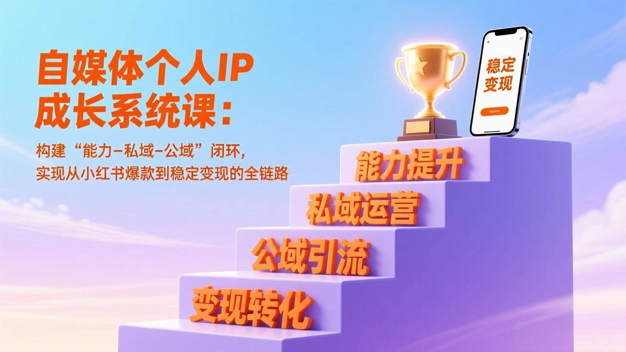 (17192期)自媒体个人IP成长系统课:构建“能力-私域-公域”闭环,实现从小红书爆款到稳定变现的全链路-玩备项目资源网
