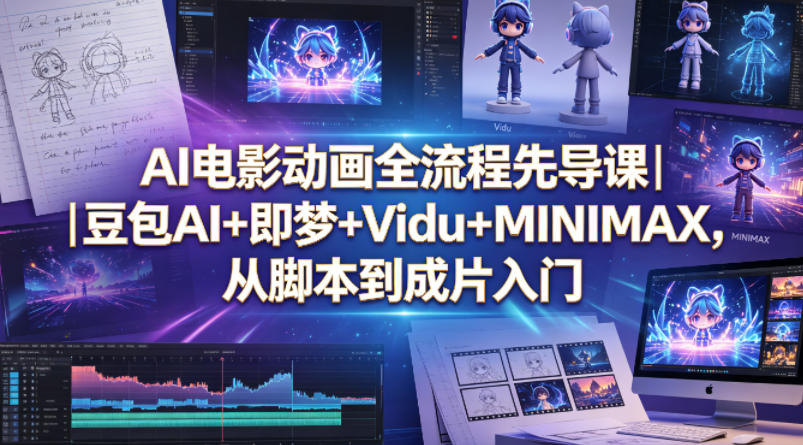 AI电影动画全流程先导课｜豆包AI+即梦+Vidu+MINIMAX，从脚本到成片入门-玩备项目资源网