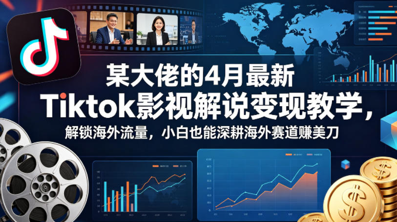 某大佬的4月最新Tiktok影视解说变现教学，解锁海外流量，小白也能深耕海外赛道賺美刀（更新）-玩备项目资源网