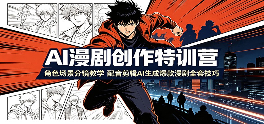 AI漫剧创作特训营:角色场景分镜教学,配音剪辑AI生成爆款漫剧全套技巧-玩备项目资源网