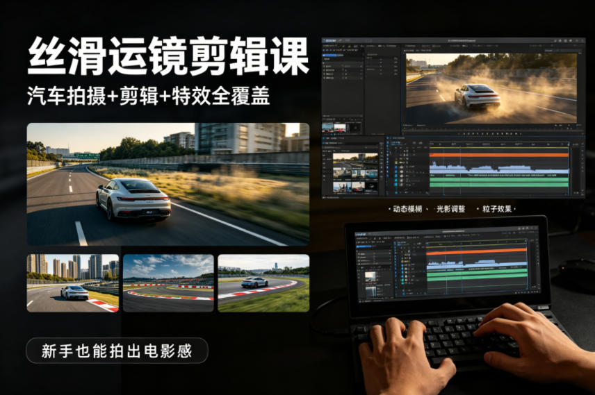 大叔丝滑运镜剪辑课，汽车拍摄+剪辑+特效全覆盖，新手也能拍出电影感-玩备项目资源网