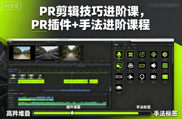 PR剪辑技巧进阶课,PR插件+手法进阶课程-玩备项目资源网