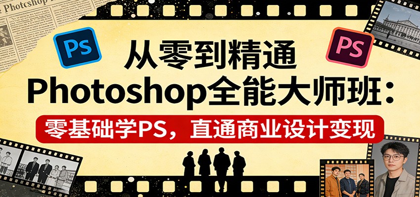 从零到精通Photoshop全能大师班：零基础学PS，直通商业设计变现-玩备项目资源网