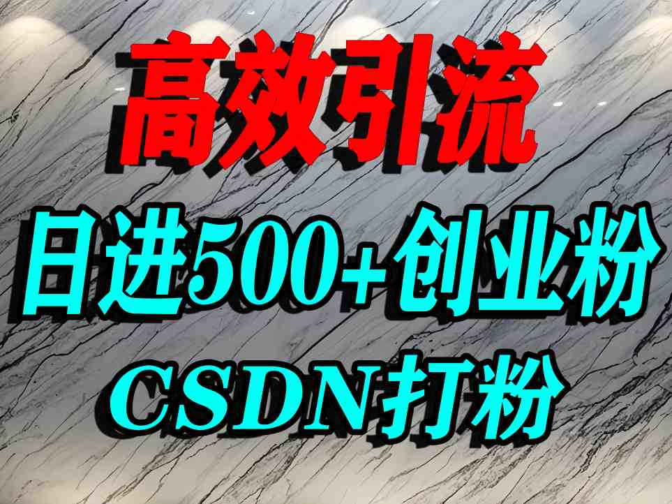 怎么打创业粉？CSDN又一个你不知道的打粉引流神秘平台，单人日引500+精准流量-玩备项目资源网