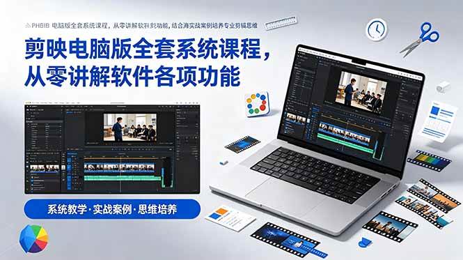 （18926期）剪映电脑版全套系统课程，从零讲解软件各项功能，结合海量实战案例培养专业剪辑思维-玩备项目资源网