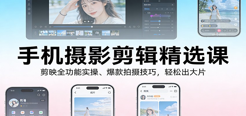 手机摄影剪辑精选课：剪映全功能实操、爆款拍摄技巧，轻松出大片-玩备项目资源网