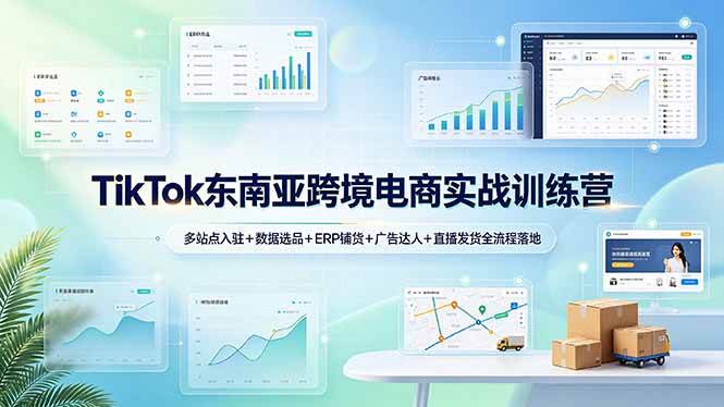 (19155期)TikTok东南亚跨境电商实战训练营:多站点入驻+数据选品+ERP铺货+广告达人+直播发货全流程落地-玩备项目资源网