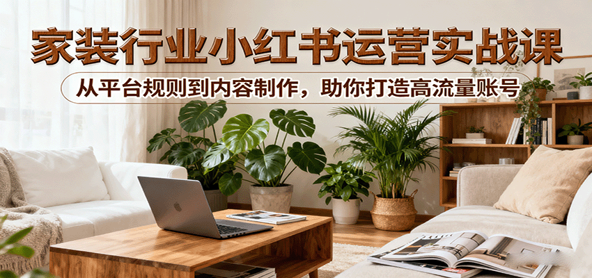 小红书家装行业运营实战课：从平台规则到内容制作，助你打造高流量账号-玩备项目资源网