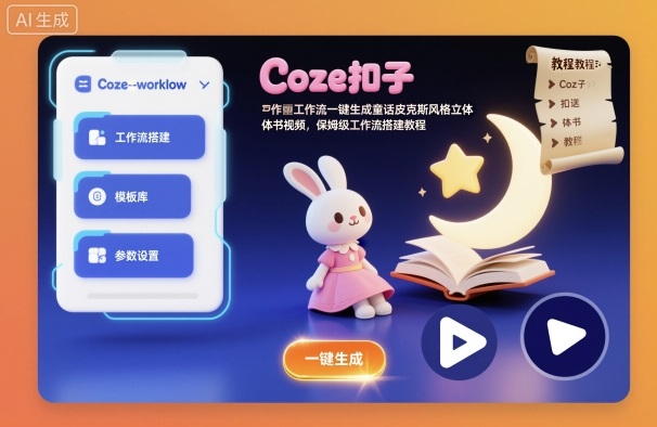 Coze扣子工作流一键生成童话皮克斯风格立体书视频，保姆级工作流搭建教程-玩备项目资源网