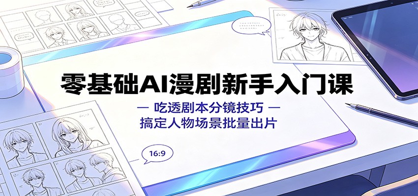 零基础AI漫剧新手入门课：吃透剧本分镜技巧，搞定人物场景批量出片-玩备项目资源网
