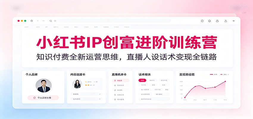 小红书IP创富进阶训练营:知识付费全新运营思维,直播人设话术变现全链路-玩备项目资源网