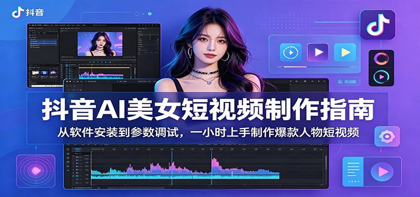 抖音AI美女短视频制作指南：从软件安装到参数调试，一小时上手制作爆款人物短视频-玩备项目资源网
