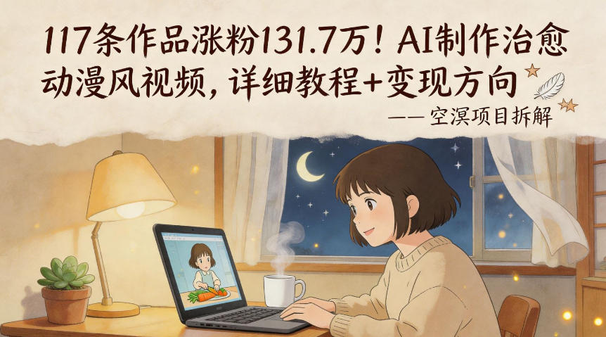 117条作品涨粉131.7W！AI制作治愈动漫风视频，详细教程+变现方向-玩备项目资源网