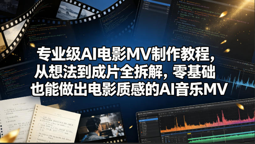 专业级AI电影MV制作教程，从想法到成片全拆解，零基础也能做出电影质感的AI音乐MV-玩备项目资源网