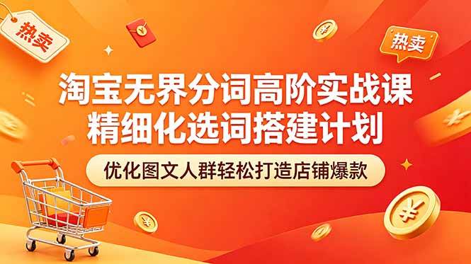 (18564期)淘宝无界分词高阶实战课 精细化选词搭建计划 优化图文人群轻松打造店铺爆款-玩备项目资源网