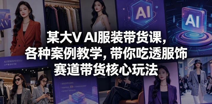 某大V AI服装带货课，各种案例教学，带你吃透服饰赛道带货核心玩法-玩备项目资源网