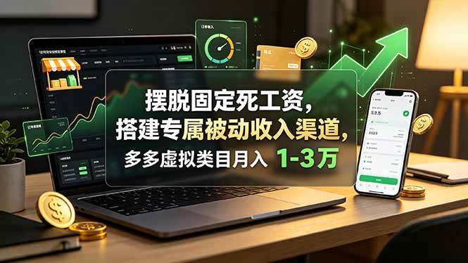 （19166期）摆脱固定死工资，搭建专属被动收入渠道，多多虚拟类目月入 1-3 万-玩备项目资源网