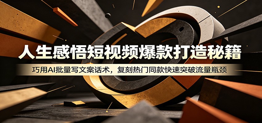 人生感悟短视频爆款打造秘籍：巧用A 批量写文案话术，复刻热门同款快速突破流量瓶颈-玩备项目资源网