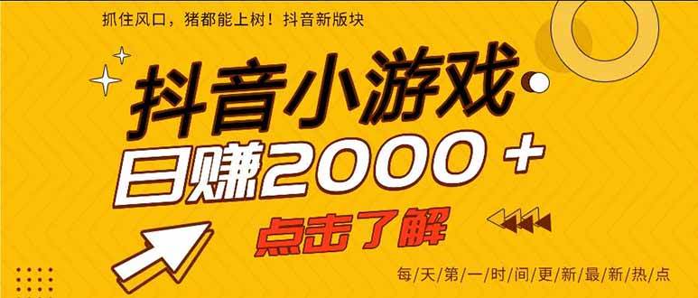 （16221期）抖音小游戏，一部手机日入300+，2025风口项目-玩备项目资源网