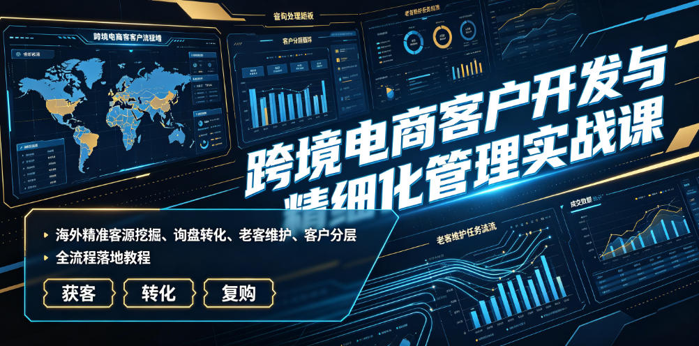 跨境电商客户开发与精细化管理实战课|海外精准客源挖掘、询盘转化、老客维护、客户分层全流程落地教程-玩备项目资源网