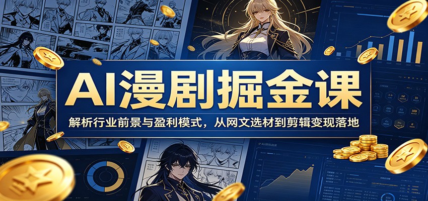 AI漫剧掘金课：解析行业前景与盈利模式，从网文选材到剪辑变现落地-玩备项目资源网