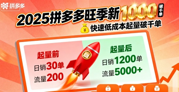 2025拼多多旺季新老店铺——快速低成本起量破千单-玩备项目资源网