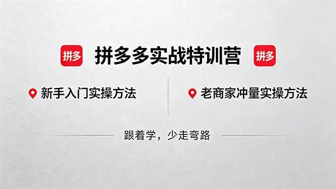 （18468期）拼多多实战特训营(更新5月15)：不管是新手入门或老商家冲量，都有实操方法，跟着学，少走弯路-玩备项目资源网