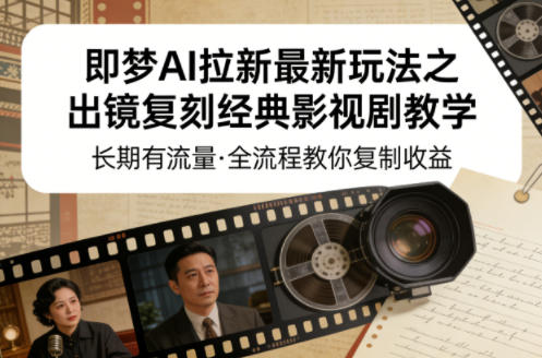 即梦AI拉新最新玩法之出镜复刻经典影视剧教学,长期有流量,全流程教你复制收益-玩备项目资源网