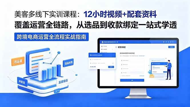 （18531期）美客多线下实训课程：12小时视频+配套资料覆盖运营全链路，从选品到收款绑定一站式学透-玩备项目资源网