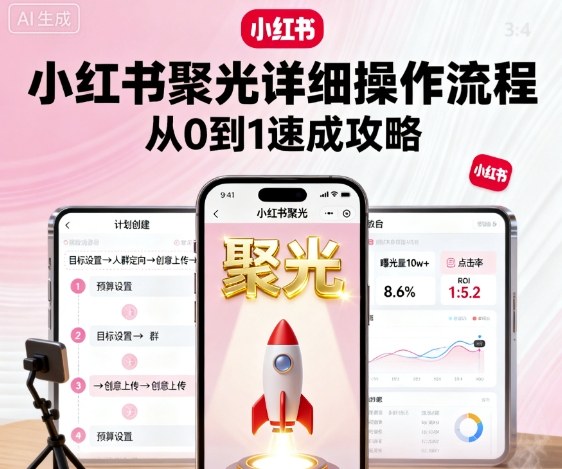 小红书聚光详细操作流程，小红书聚光从0到1速成攻略-玩备项目资源网
