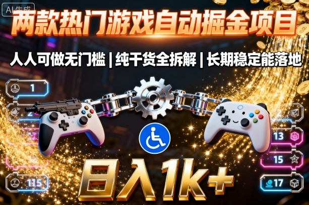 两款热门游戏自动掘金项目，人人可做无门槛，纯干货全拆解，长期稳定能落地，日入1k+【揭秘】-玩备项目资源网