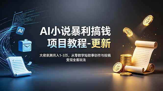 (19030期)AI小说暴利搞钱项目教程-更新,大佬亲测月入1-3万,从零教学短故事创作与投稿变现全套玩法-玩备项目资源网