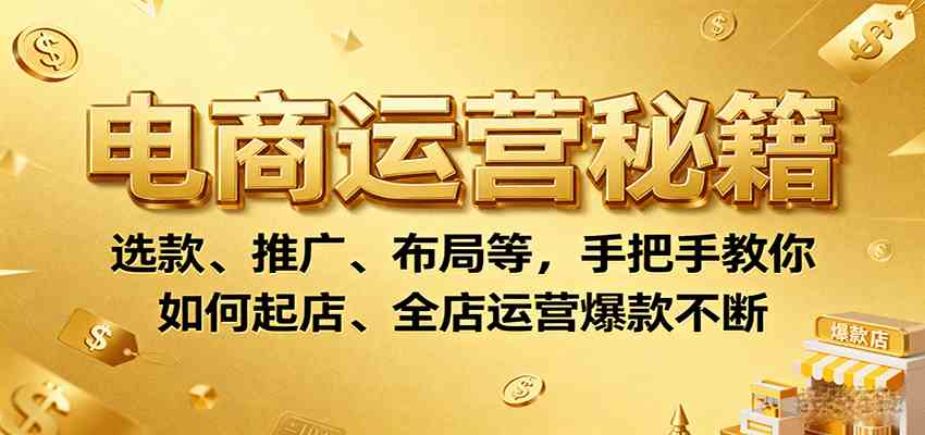 电商运营秘籍：选款、推广、布局等，手把手教你如何起店、全店运营爆款不断-玩备项目资源网