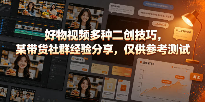 好物视频多种二创技巧，某带货社群经验分享，仅供参考测试-玩备项目资源网